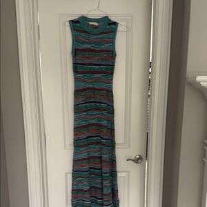 Ulla Johnson Blue Black Sleeveless Bodycon Maxi Dress